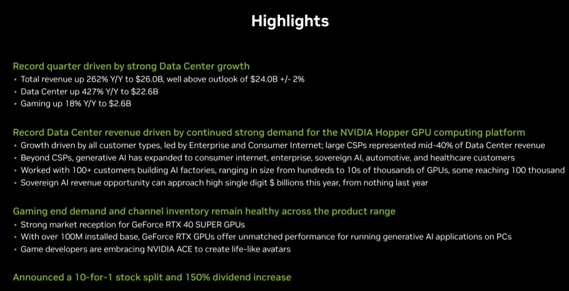 nvidia earnings highlights