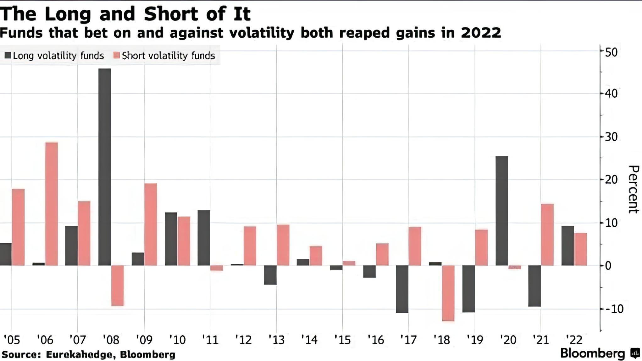 Funds that bet on and against volatility both reaped gains in 2022